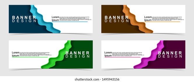 Set of abstract vector banners design. Collection of web banner template. modern template design for web, ads, flyer, poster with 4 different colors isolated on grey background
