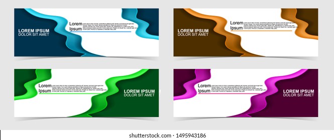 Set of abstract vector banners design. Collection of web banner template. modern template design for web, ads, flyer, poster with 4 different colors isolated on grey background