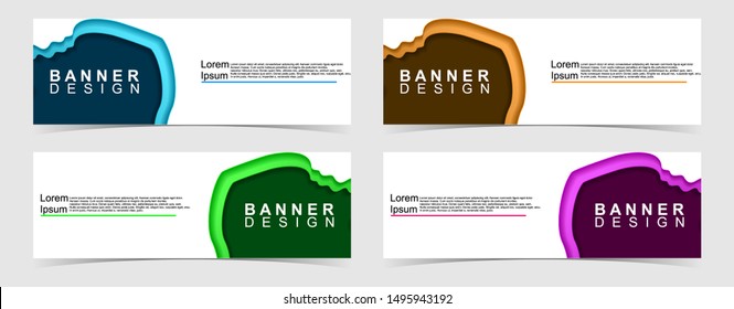 Set of abstract vector banners design. Collection of web banner template. modern template design for web, ads, flyer, poster with 4 different colors isolated on grey background