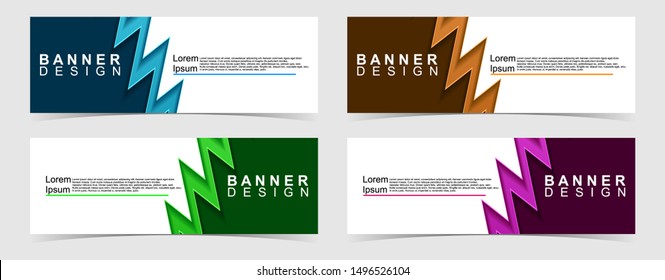 Set of abstract vector banners design. Collection of web banner template. modern template design for web, ads, flyer, poster with 4 different colors isolated on grey background