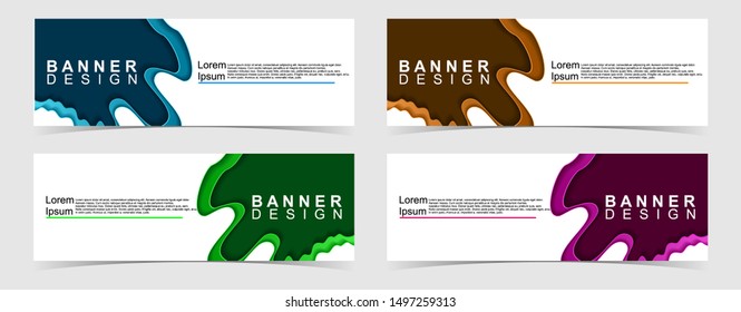 Set of abstract vector banners design. Collection of web banner template. modern template design for web, ads, flyer, poster with 4 different colors isolated on grey background