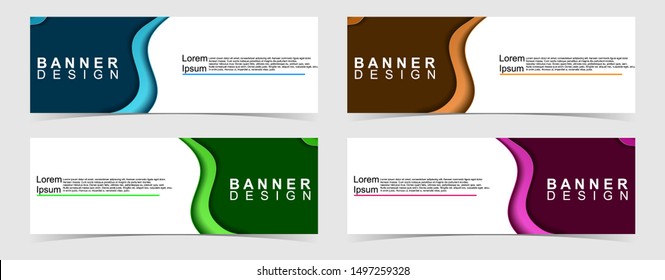 Set of abstract vector banners design. Collection of web banner template. modern template design for web, ads, flyer, poster with 4 different colors isolated on grey background