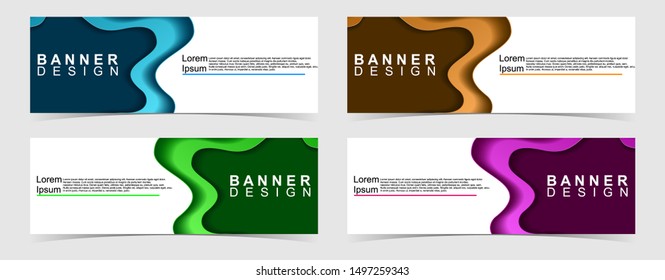 Set of abstract vector banners design. Collection of web banner template. modern template design for web, ads, flyer, poster with 4 different colors isolated on grey background