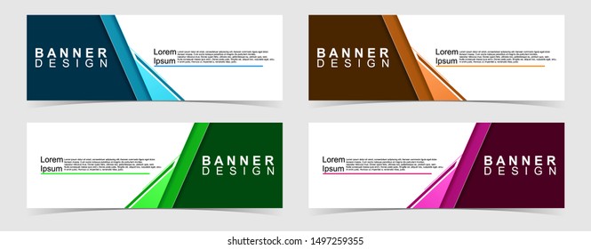 Set of abstract vector banners design. Collection of web banner template. modern template design for web, ads, flyer, poster with 4 different colors isolated on grey background