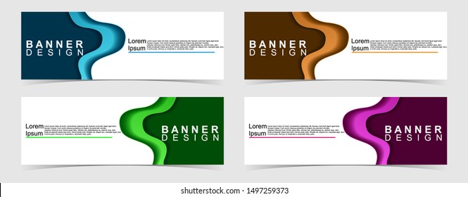 Set of abstract vector banners design. Collection of web banner template. modern template design for web, ads, flyer, poster with 4 different colors isolated on grey background