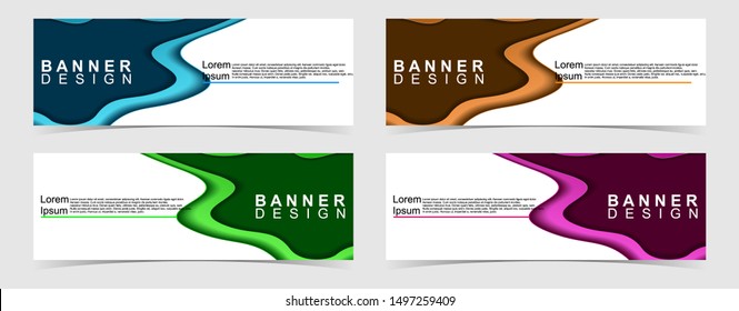 Set of abstract vector banners design. Collection of web banner template. modern template design for web, ads, flyer, poster with 4 different colors isolated on grey background
