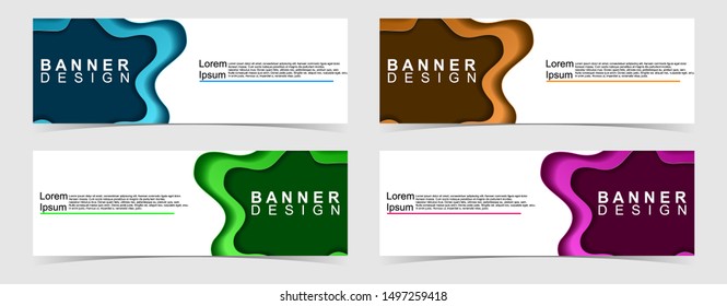 Set of abstract vector banners design. Collection of web banner template. modern template design for web, ads, flyer, poster with 4 different colors isolated on grey background