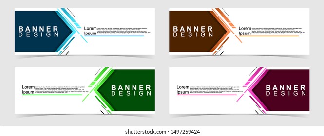 Set of abstract vector banners design. Collection of web banner template. modern template design for web, ads, flyer, poster with 4 different colors isolated on grey background