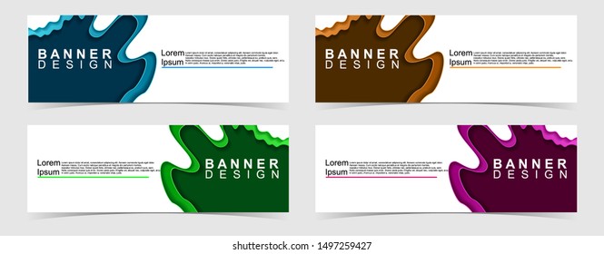 Set of abstract vector banners design. Collection of web banner template. modern template design for web, ads, flyer, poster with 4 different colors isolated on grey background