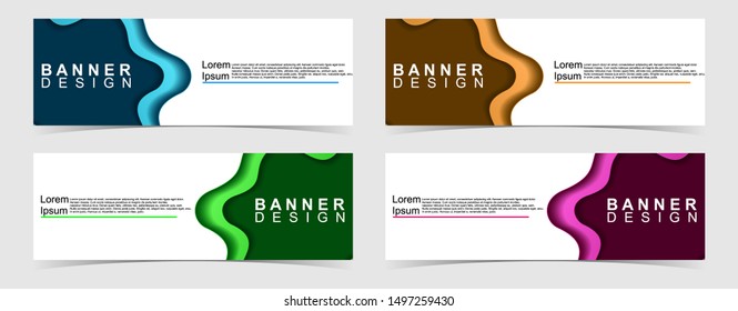Set of abstract vector banners design. Collection of web banner template. modern template design for web, ads, flyer, poster with 4 different colors isolated on grey background