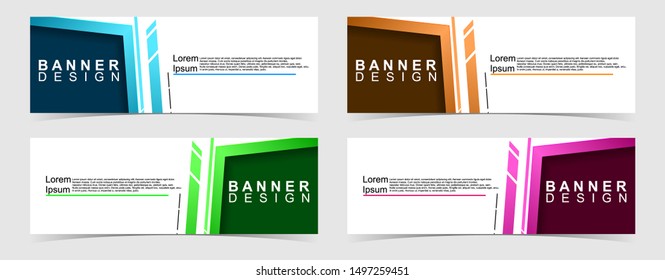Set of abstract vector banners design. Collection of web banner template. modern template design for web, ads, flyer, poster with 4 different colors isolated on grey background