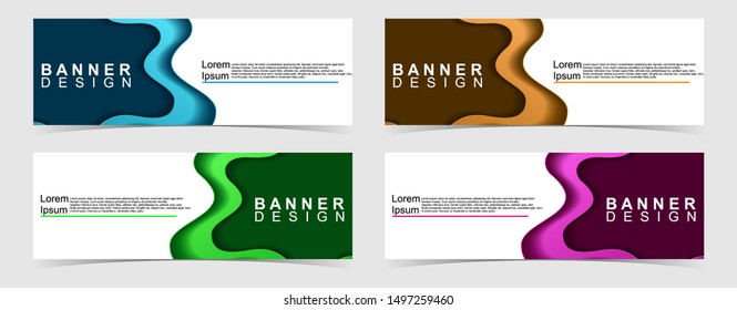 Set of abstract vector banners design. Collection of web banner template. modern template design for web, ads, flyer, poster with 4 different colors isolated on grey background