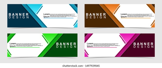Set of abstract vector banners design. Collection of web banner template. modern template design for web, ads, flyer, poster with 4 different colors isolated on grey background