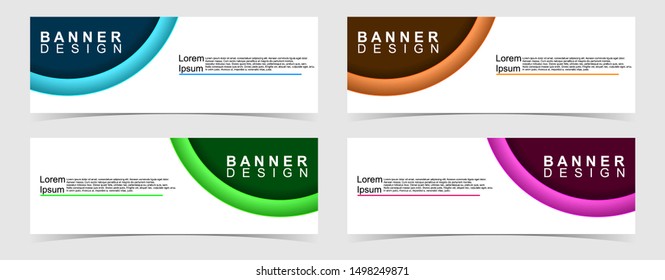 Set of abstract vector banners design. Collection of web banner template. modern template design for web, ads, flyer, poster with 4 different colors isolated on grey background