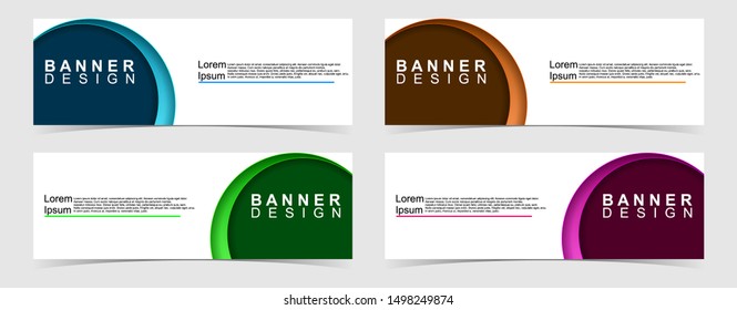 Set of abstract vector banners design. Collection of web banner template. modern template design for web, ads, flyer, poster with 4 different colors isolated on grey background