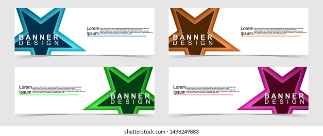 Set of abstract vector banners design. Collection of web banner template. modern template design for web, ads, flyer, poster with 4 different colors isolated on grey background
