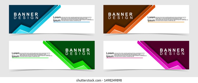Set of abstract vector banners design. Collection of web banner template. modern template design for web, ads, flyer, poster with 4 different colors isolated on grey background