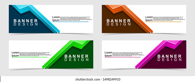 Set of abstract vector banners design. Collection of web banner template. modern template design for web, ads, flyer, poster with 4 different colors isolated on grey background