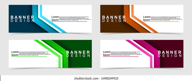 Set of abstract vector banners design. Collection of web banner template. modern template design for web, ads, flyer, poster with 4 different colors isolated on grey background