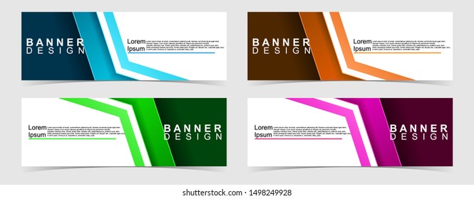 Set of abstract vector banners design. Collection of web banner template. modern template design for web, ads, flyer, poster with 4 different colors isolated on grey background