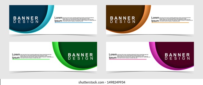 Set of abstract vector banners design. Collection of web banner template. modern template design for web, ads, flyer, poster with 4 different colors isolated on grey background