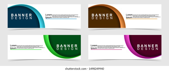 Set of abstract vector banners design. Collection of web banner template. modern template design for web, ads, flyer, poster with 4 different colors isolated on grey background