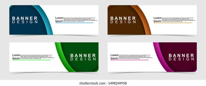 Set of abstract vector banners design. Collection of web banner template. modern template design for web, ads, flyer, poster with 4 different colors isolated on grey background