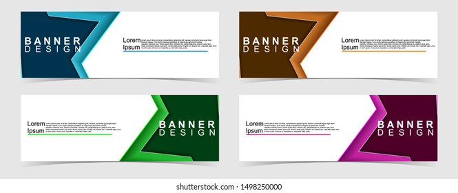 Set of abstract vector banners design. Collection of web banner template. modern template design for web, ads, flyer, poster with 4 different colors isolated on grey background