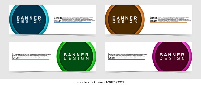 Set of abstract vector banners design. Collection of web banner template. modern template design for web, ads, flyer, poster with 4 different colors isolated on grey background