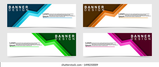 Set of abstract vector banners design. Collection of web banner template. modern template design for web, ads, flyer, poster with 4 different colors isolated on grey background