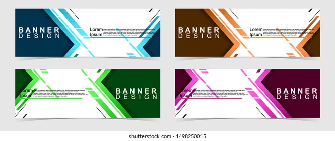 Set of abstract vector banners design. Collection of web banner template. modern template design for web, ads, flyer, poster with 4 different colors isolated on grey background