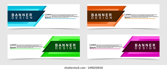 Set of abstract vector banners design. Collection of web banner template. modern template design for web, ads, flyer, poster with 4 different colors isolated on grey background