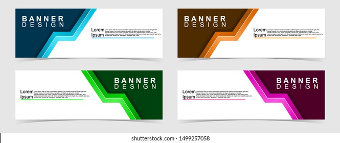 Set of abstract vector banners design. Collection of web banner template. modern template design for web, ads, flyer, poster with 4 different colors isolated on grey background