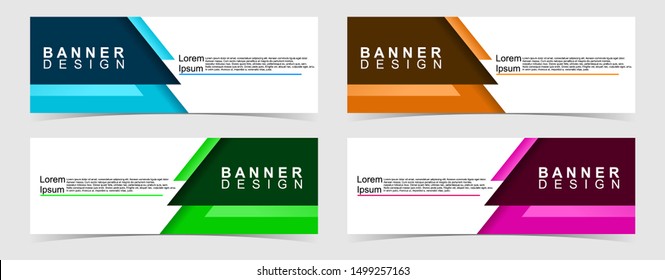 Set of abstract vector banners design. Collection of web banner template. modern template design for web, ads, flyer, poster with 4 different colors isolated on grey background