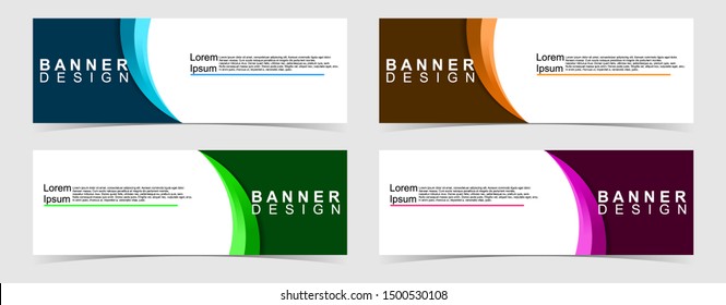 Set of abstract vector banners design. Collection of web banner template. modern template design for web, ads, flyer, poster with 4 different colors isolated on grey background