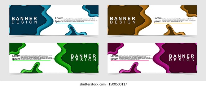 Set of abstract vector banners design. Collection of web banner template. modern template design for web, ads, flyer, poster with 4 different colors isolated on grey background