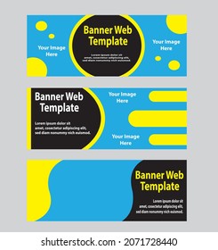 Set of abstract vector banners design.  Modern template design for web, ads, flyer, poster with 3 different colors isolated on grey background