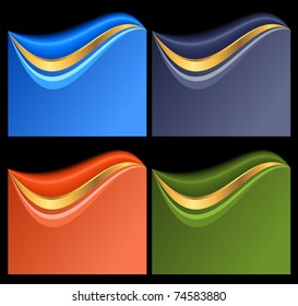 set of abstract vector banners on black backgrounds