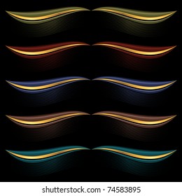 set of abstract vector banners on black backgrounds