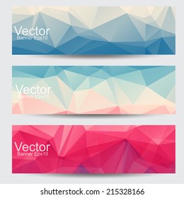 Set of Abstract vector banners with polygonal background 