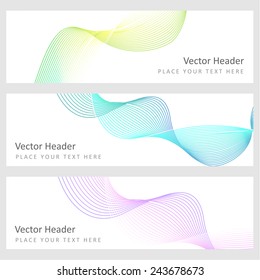 Set abstract vector banners with smooth shiny waves