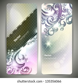 Set of abstract vector banners with swirls.