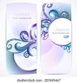 Set of abstract vector banners with swirls. 