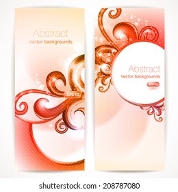 Set of abstract vector banners with swirls.