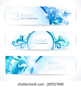 Set of abstract vector banners with swirls. 