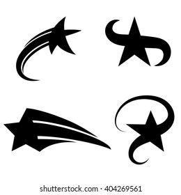 Set of abstract vector black stars. 