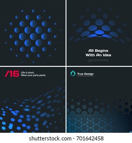 Set of Abstract vector blue design rounds