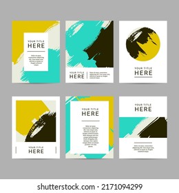 Set of abstract vector brochure templates. Abstract brush stroke design. 