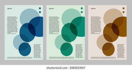 Set of abstract vector business brochure, flyer, cover design template in A4 size