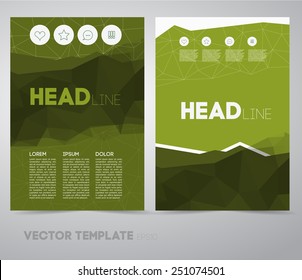 Set Abstract Vector Business Flyer / Brochure Design Template with Colorful Geometric Triangular Background in Polygon Style. With Business Publication, Web, Promotion or Book